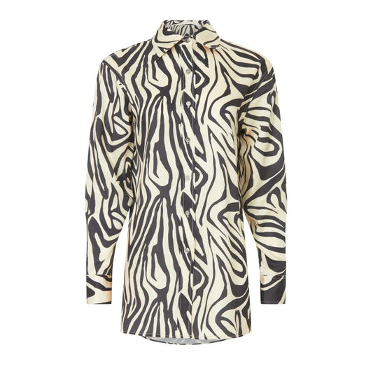 Ronny Kobo Rico Zebra Print Button Front Shirt Blouse
