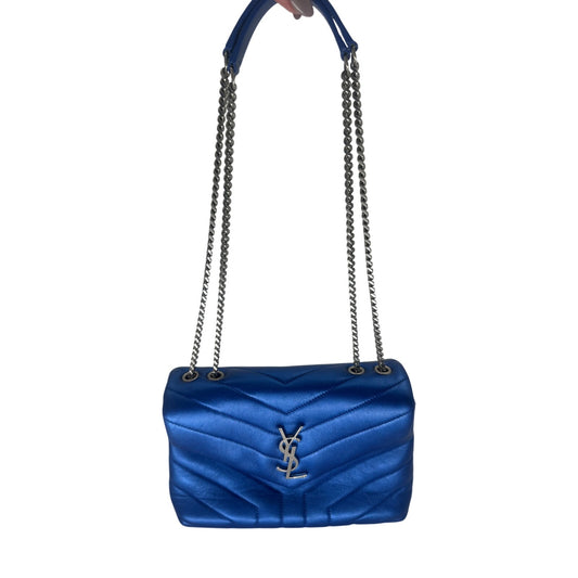 Saint Laurent Leather Metallic Quilted LouLou Monogram Chain Shoulder Bag