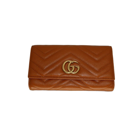 Gucci Leather Quilted GG Marmont Foldable Long Wallet