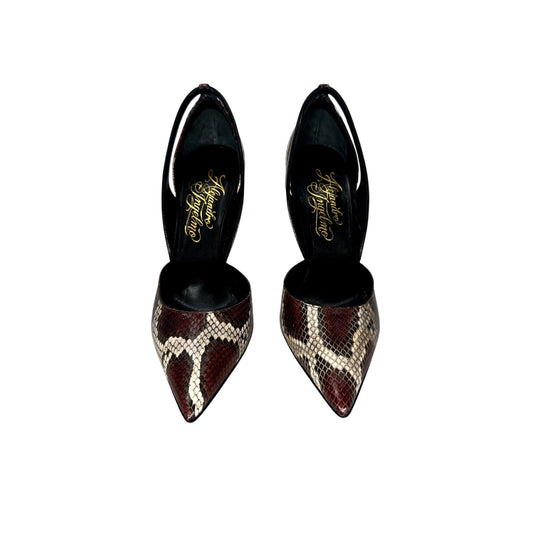 Alejandro Ingelmo Leather Snake Skin Pointed Pumps Heels