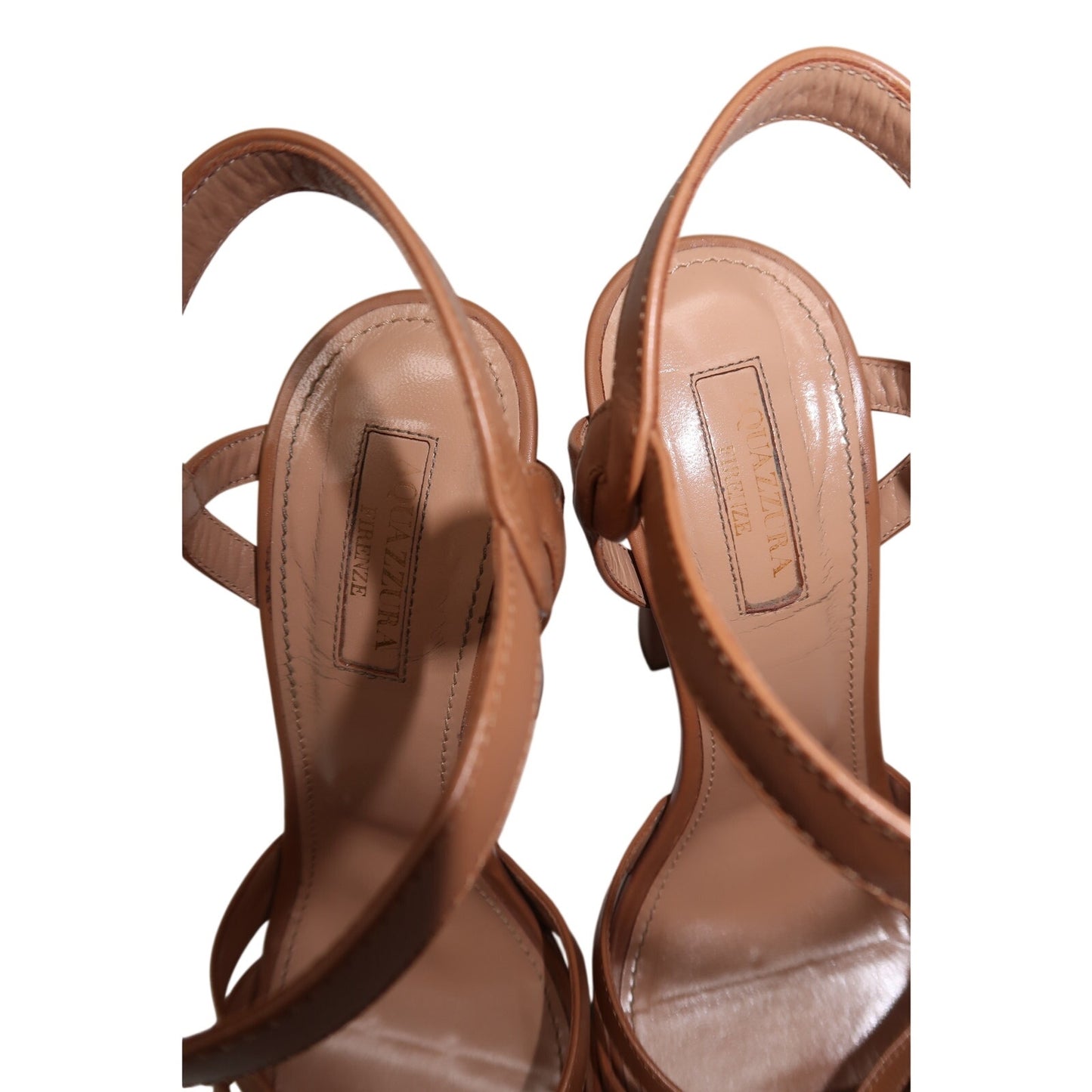 Aquazzura Leather Ankle Strap Block Heel Platform Sandals