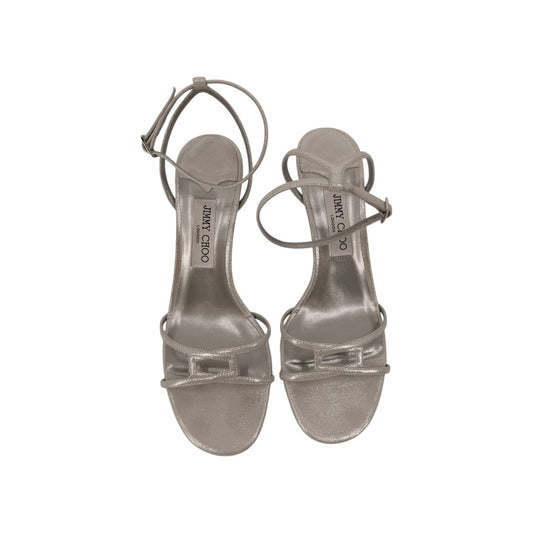Jimmy Choo Leather Metallic Leo 65mm Ankle Strap Sandals