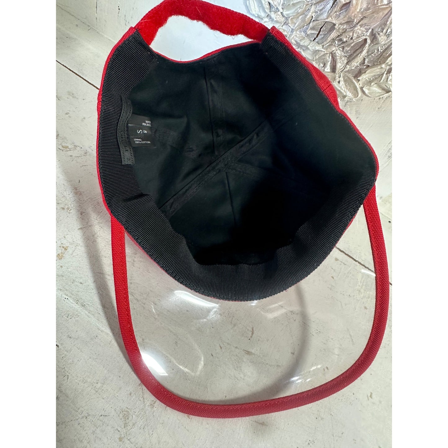 Prada Logo Crest Embroidered Baseball Cap with Clear PVC Brim