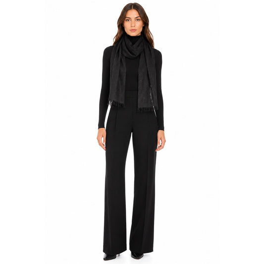 Gucci Wool Silk Jacquard GG Monogram Fringe Scarf