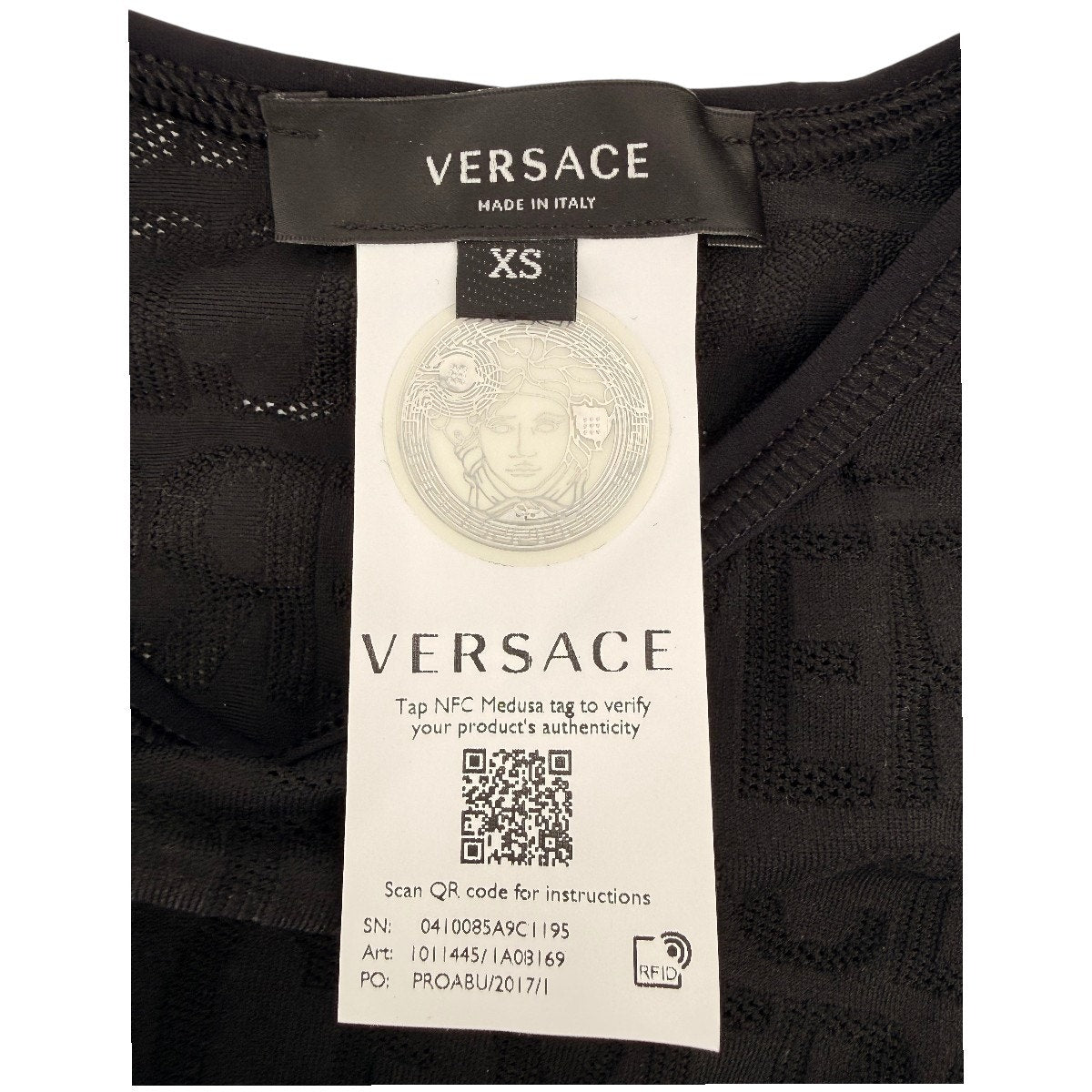 Versace Monogram Mesh Panel Sleeveless Crop Tank Top