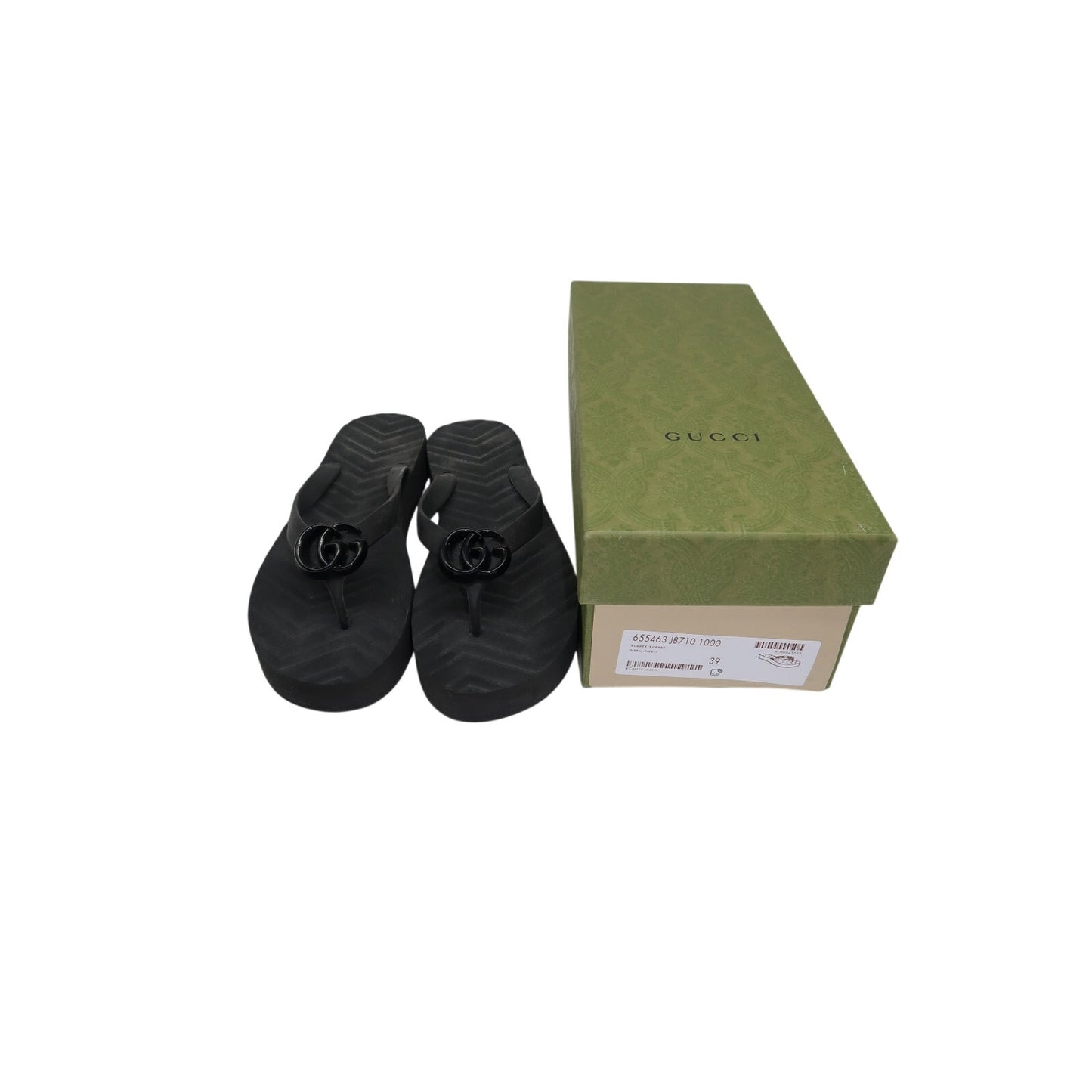 Gucci Pascar GG Chevron Rubber Slip On Flip Flops