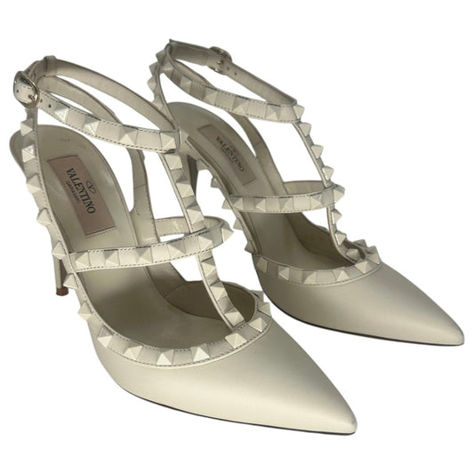 Valentino Leather Rockstud Ankle Strap Pointed Toe Sandals