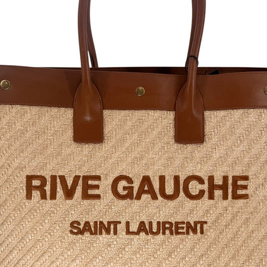 Saint Laurent Rive Gauche Raffia Leather Tote Bag