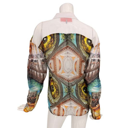 Clover Canyon Graphic Print Collared Button Front Long Sleeve Shirt