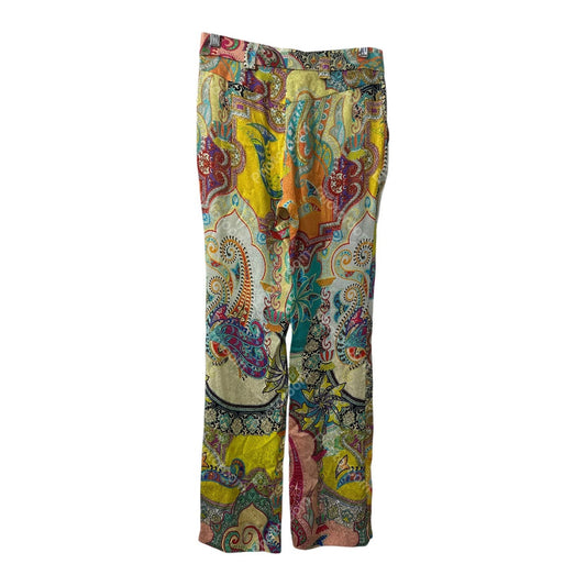 Adriana Iglesias Silk Paisley Print Straight Pants Multicolor Women's