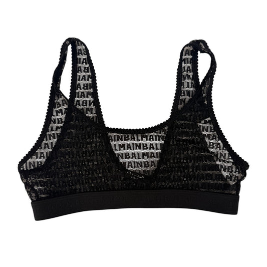 Balmain Paris Logo Sheer Tulle Designer Lace Bralette
