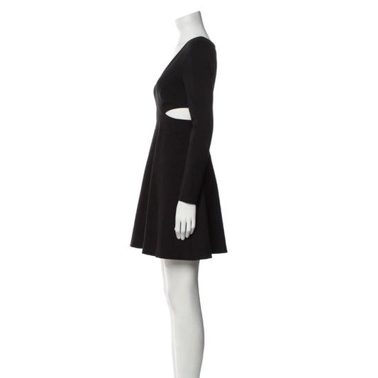 Halston Heritage Long Sleeve Mini Dress V-Neck Cutouts Women's