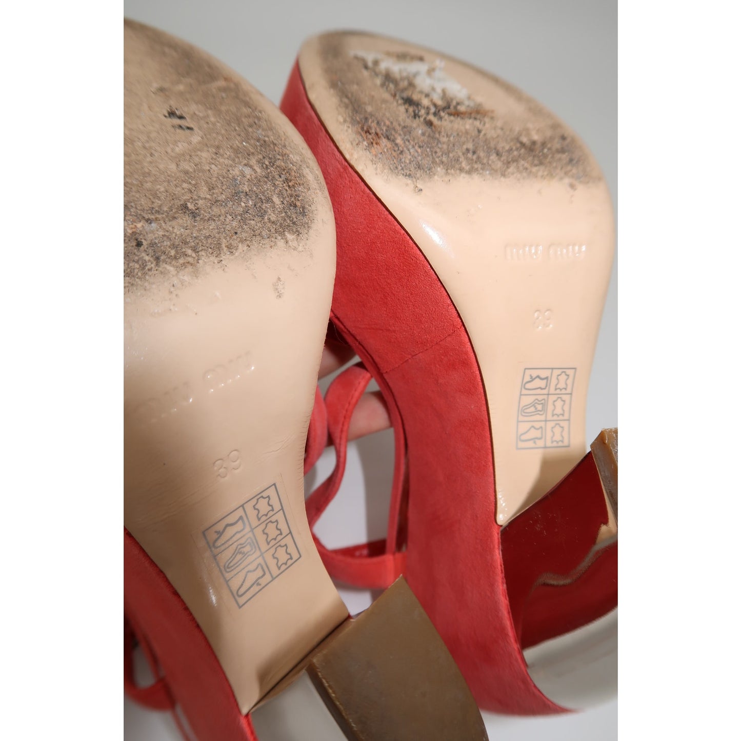 Miu Miu Suede Open Toe Strappy Slingback Platform Sandals