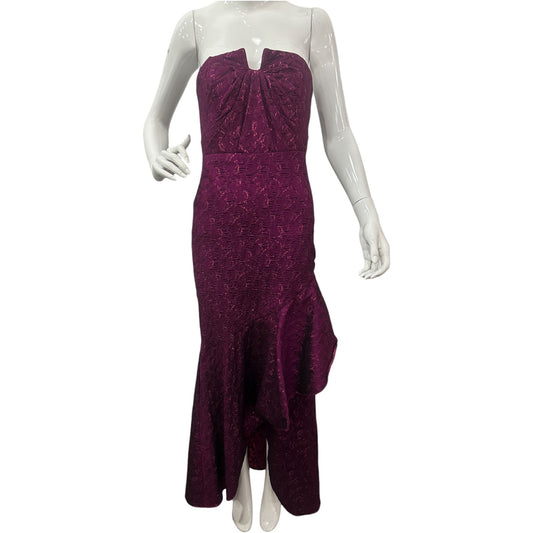 Theia Aimee Strapless Jacquard Fit and Flare Maxi Gown