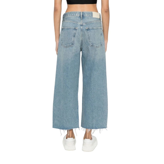 Citizens of Humanity Blue Ayla Cotton Denim Wide Leg Crop Jeans Women's