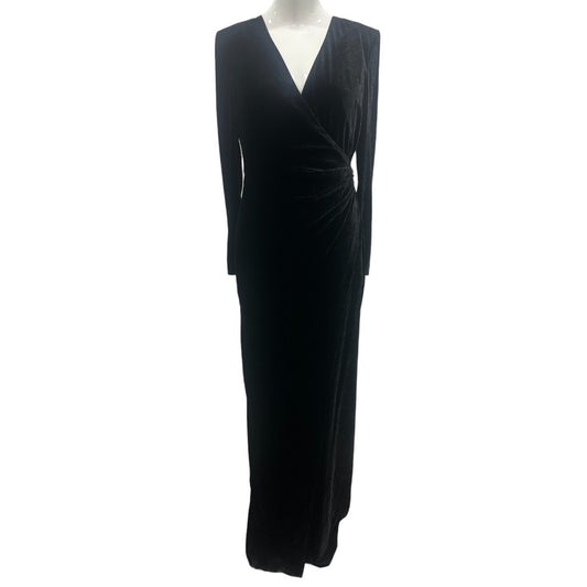 Ralph Lauren Velvet Ruched Long Sleeve Maxi Dress
