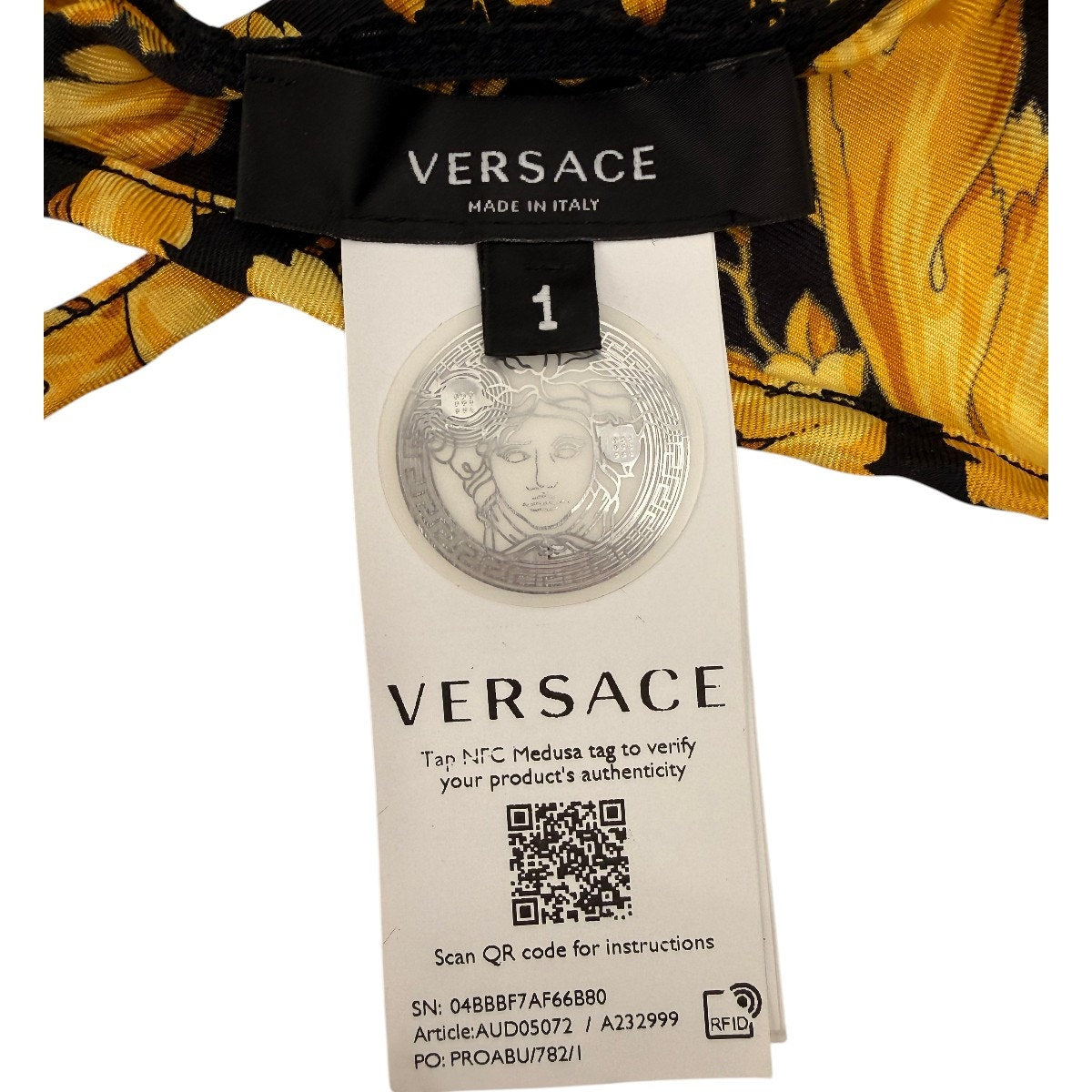 Versace Barocco Print Designer Triangle Bralette