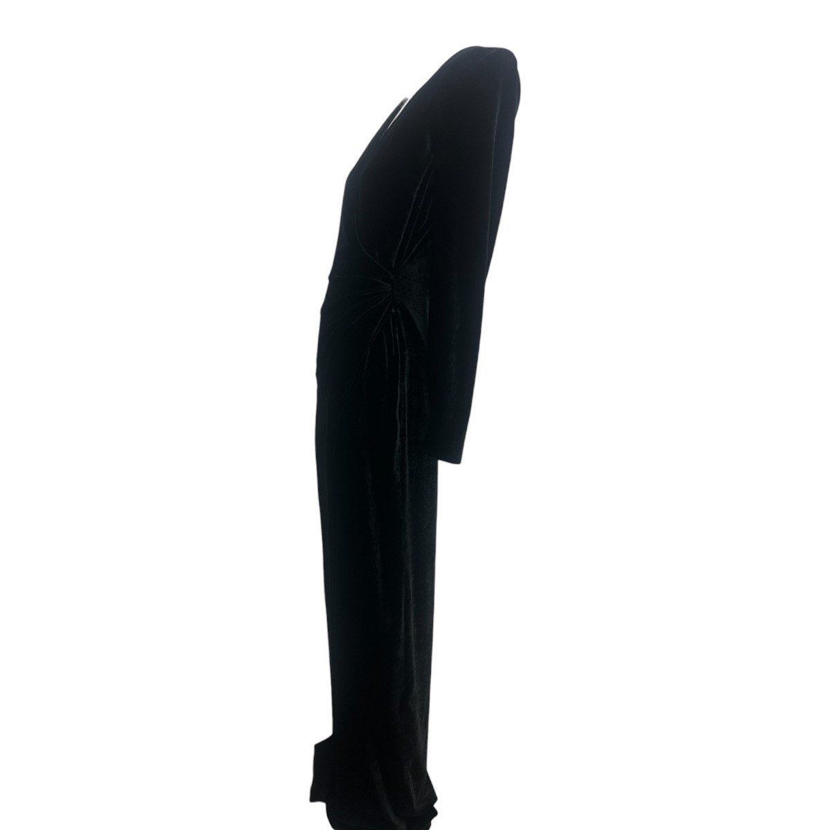 Ralph Lauren Velvet Ruched Long Sleeve Maxi Dress