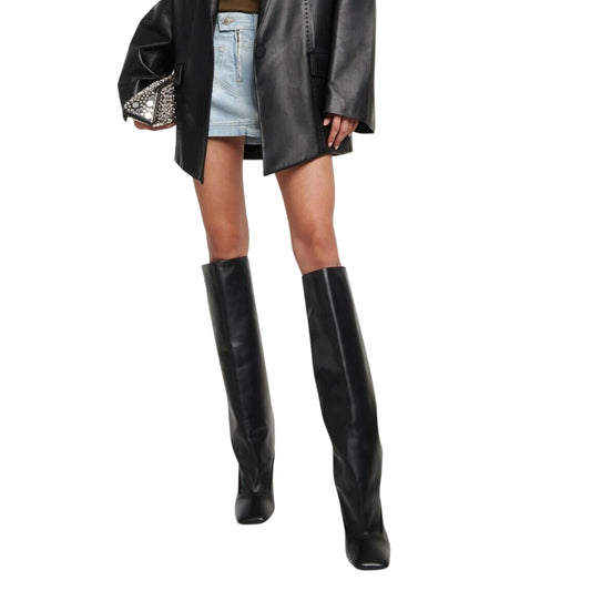 The Attico Sienna Leather Square Toe Knee High Stiletto Boots