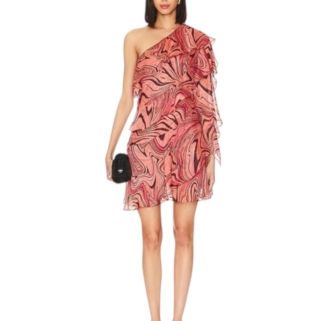 Misa Los Angeles Selena Ruffle Tiered One-Shoulder Mini Dress