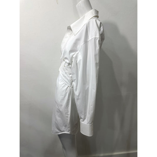 T by Alexander Wang Cross Drape Shirt Mini Dress White Cotton Women's Size 2