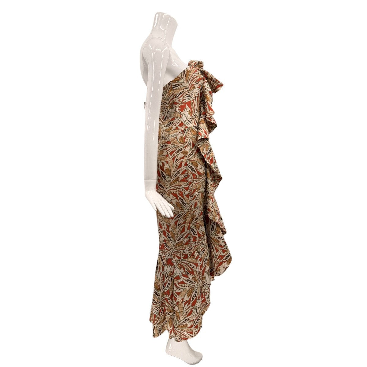 Alexis Leaf Print Strapless Faina Midi Dress