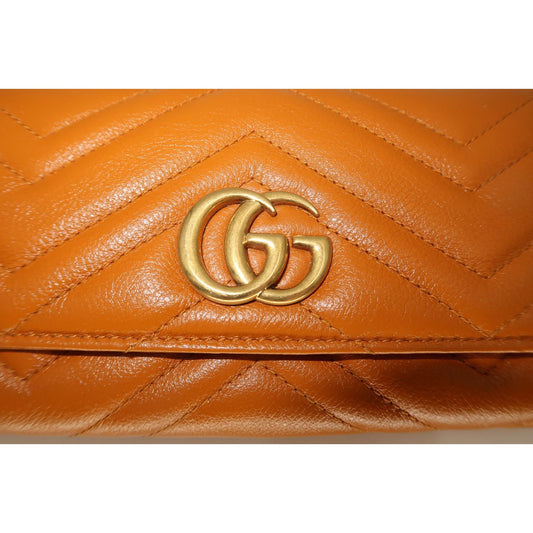 Gucci Leather Quilted GG Marmont Foldable Long Wallet