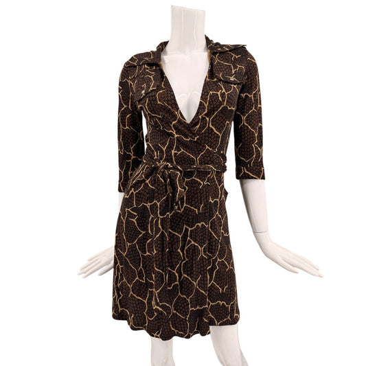 Diane von Furstenberg Silk Modern Dot Collared Wrap Mini Dress