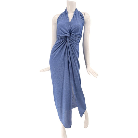 Baobab Linus Stretch Tech Halter Neck Front Knot Maxi Dress