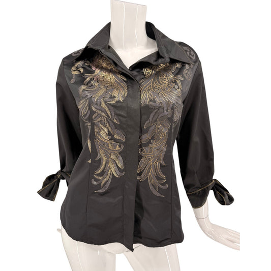 Just Cavalli Satin Glitter Embellished Button-Up Shirt