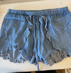 Lovers and Friends Women's Denim Ruffle Shorts Size M