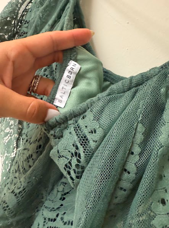 Balticborn Lace Layered Embroidered Off-the-Shoulder Dress Green Women's