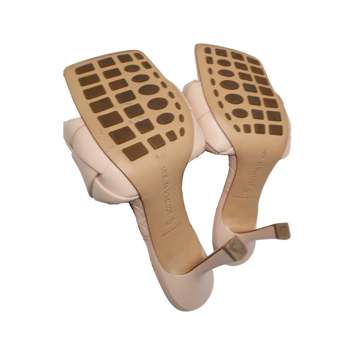 Bottega Veneta Beige Leather Intrecciato Weave Lido Slides