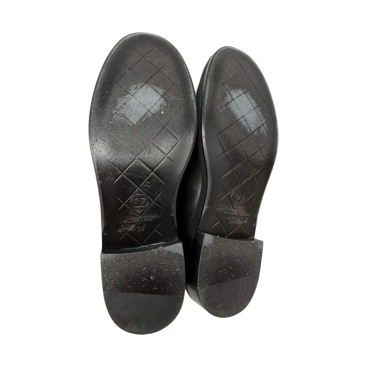 Chanel Black Leather CC Turnlock Quilted Flap Accent Round Toe Loafers