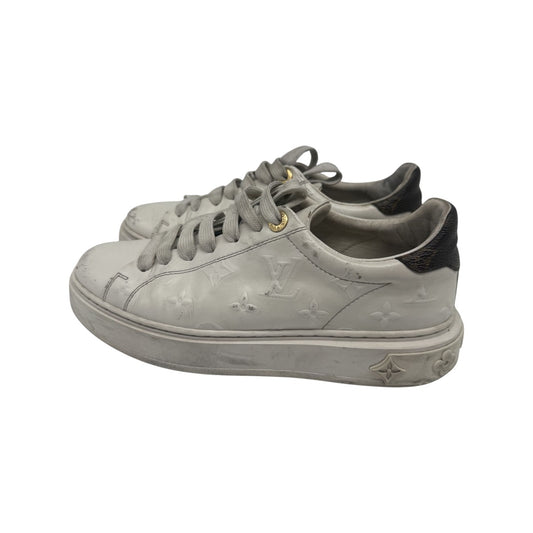 Louis Vuitton White Leather Monogram Embossed Lace-up Low Top Sneakers