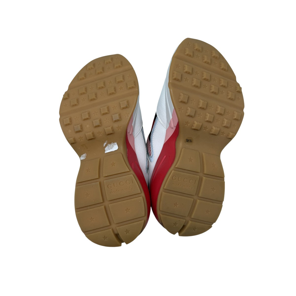 Gucci White/Pink Leather Mesh Rhyton Trainer Sneakers