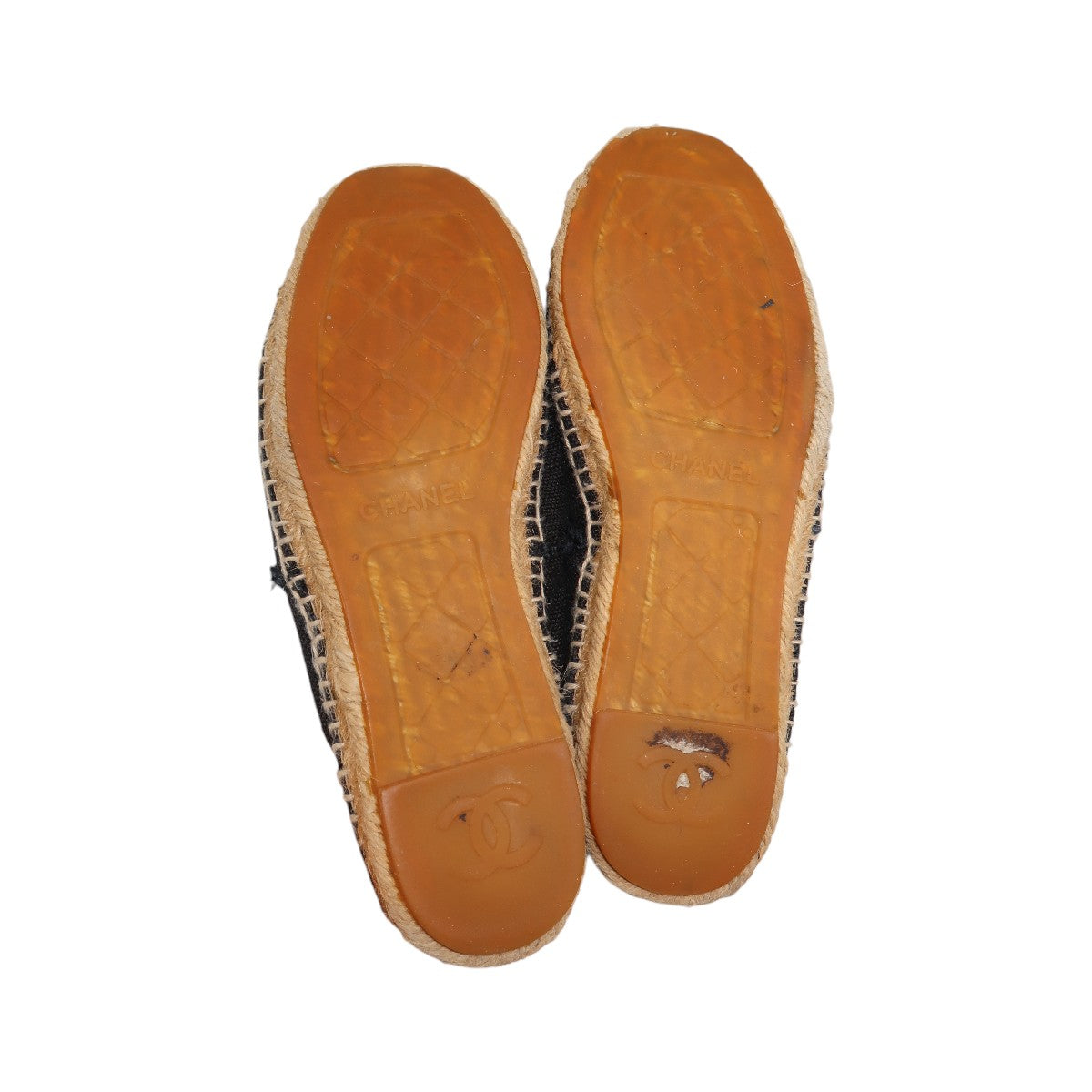 Chanel Black Fabric Interlocking CC Logo Canvas Espadrilles Flats