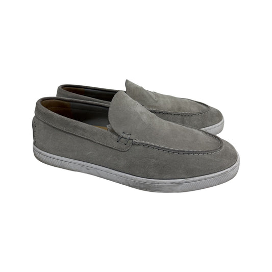 Christian Louboutin Gray Leather Suede Logo Embossed Versiboat Loafers