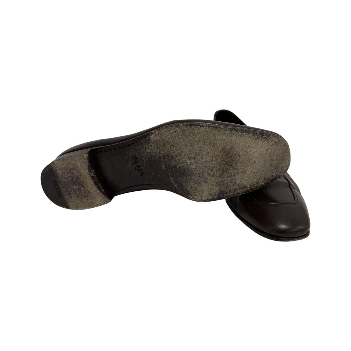 Prada Milano Brown Leather Square Toe Slip-on Loafers