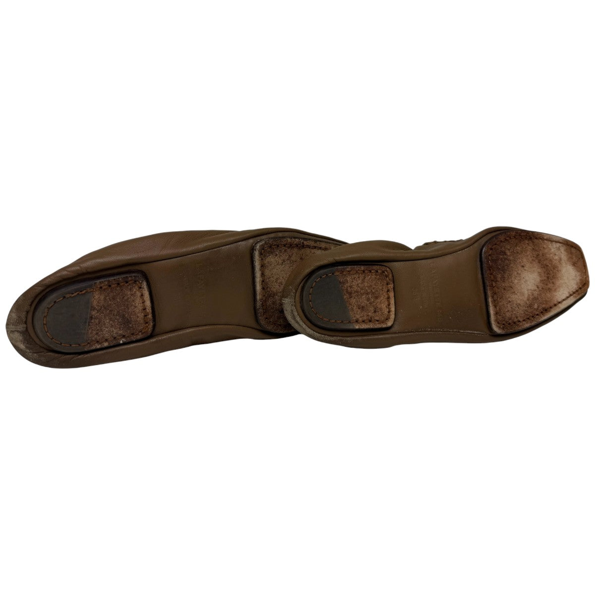 Lafayette 148 Khaki Nappa Leather Suede Square Toe Packable Loafers