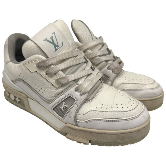 Louis Vuitton White Leather Lace Up LV Trainer Sneaker