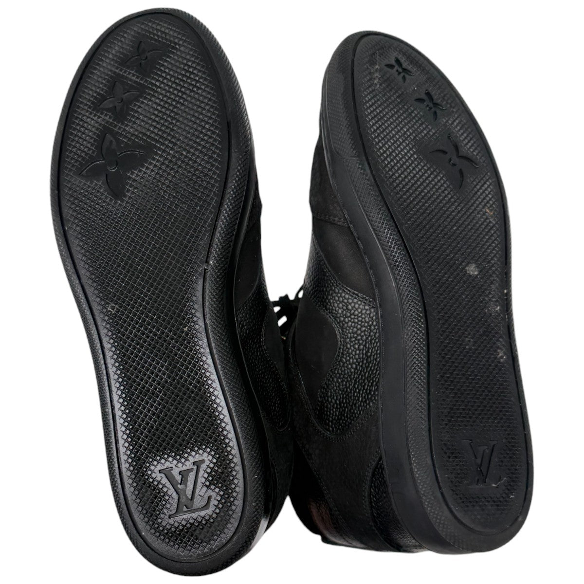 Louis Vuitton Black Leather Suede Monogram Cliff Top Wedge Sneaker