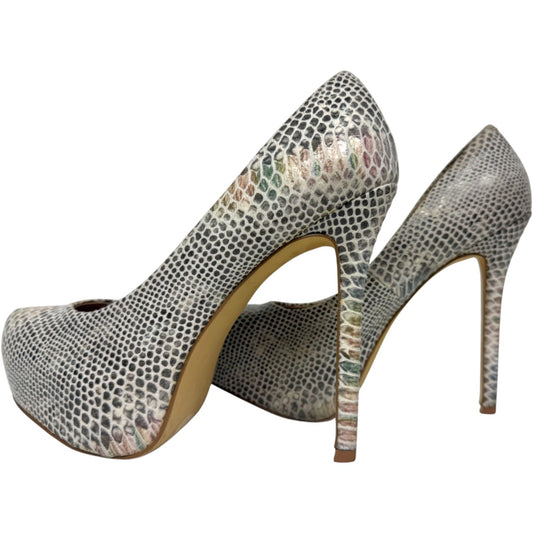 Steve Madden Snake Skin Nala Iridescent Round Toe Platform Stiletto Pumps