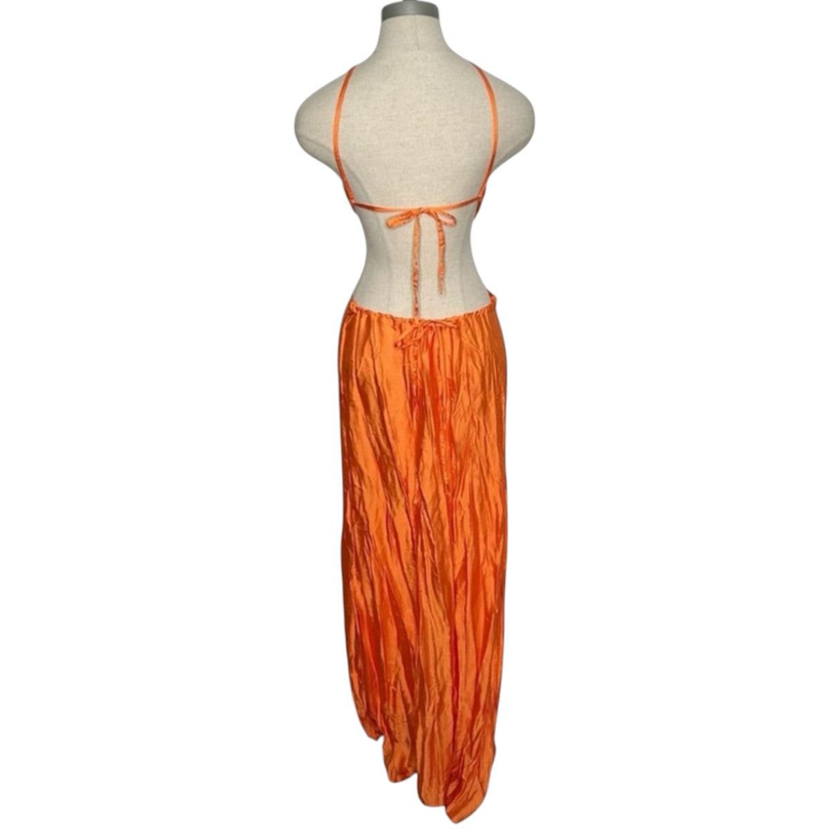 NWT Baobab Orange Gold Ring Accent Kira Strappy Maxi Dress Guarana