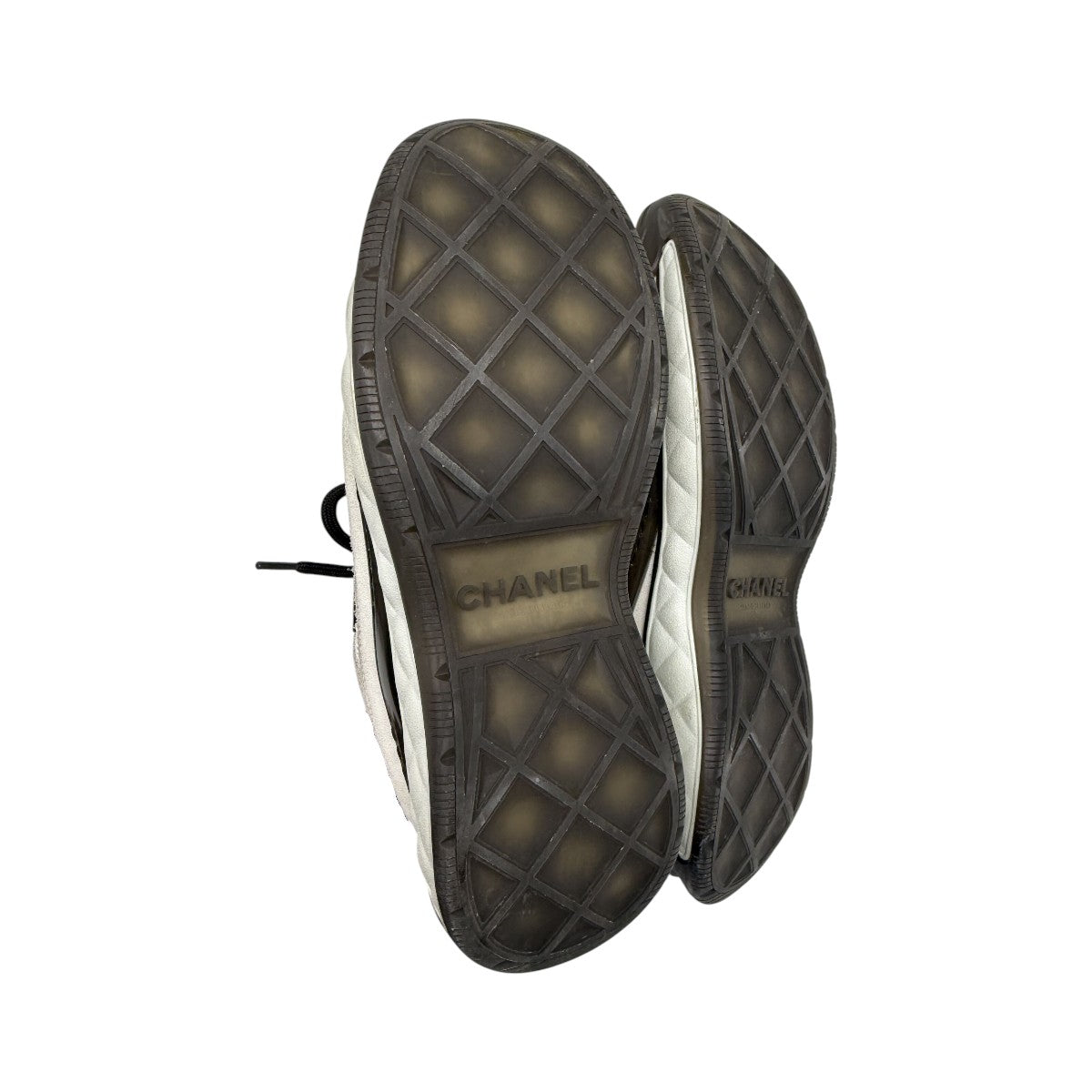 Chanel Gray Suede Interlocking CC Logo Accent Chunky Sneakers