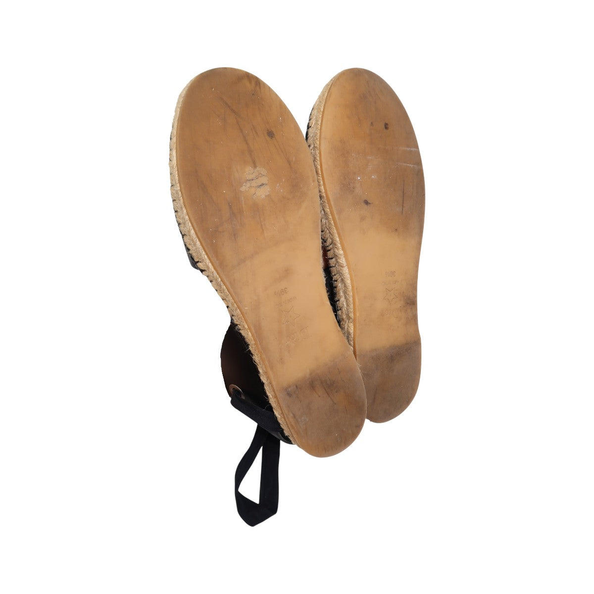 Christian Dior Black Leather Nicely-D Ankle Strap Espadrille Flats