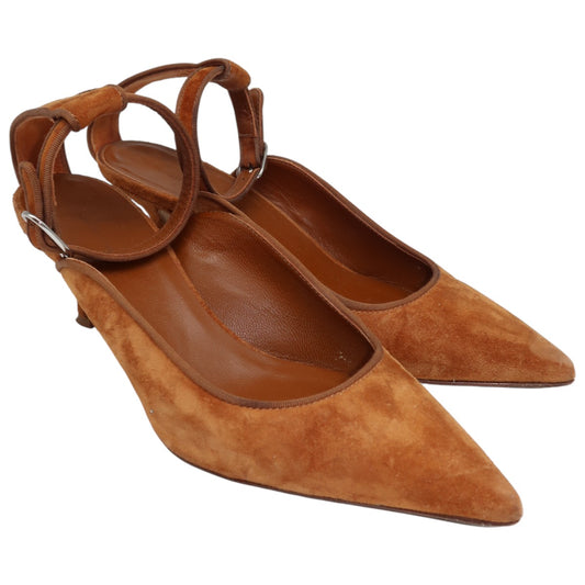 Khaite Brown Suede Grosgrain Trimmed Pointed Toe Pumps
