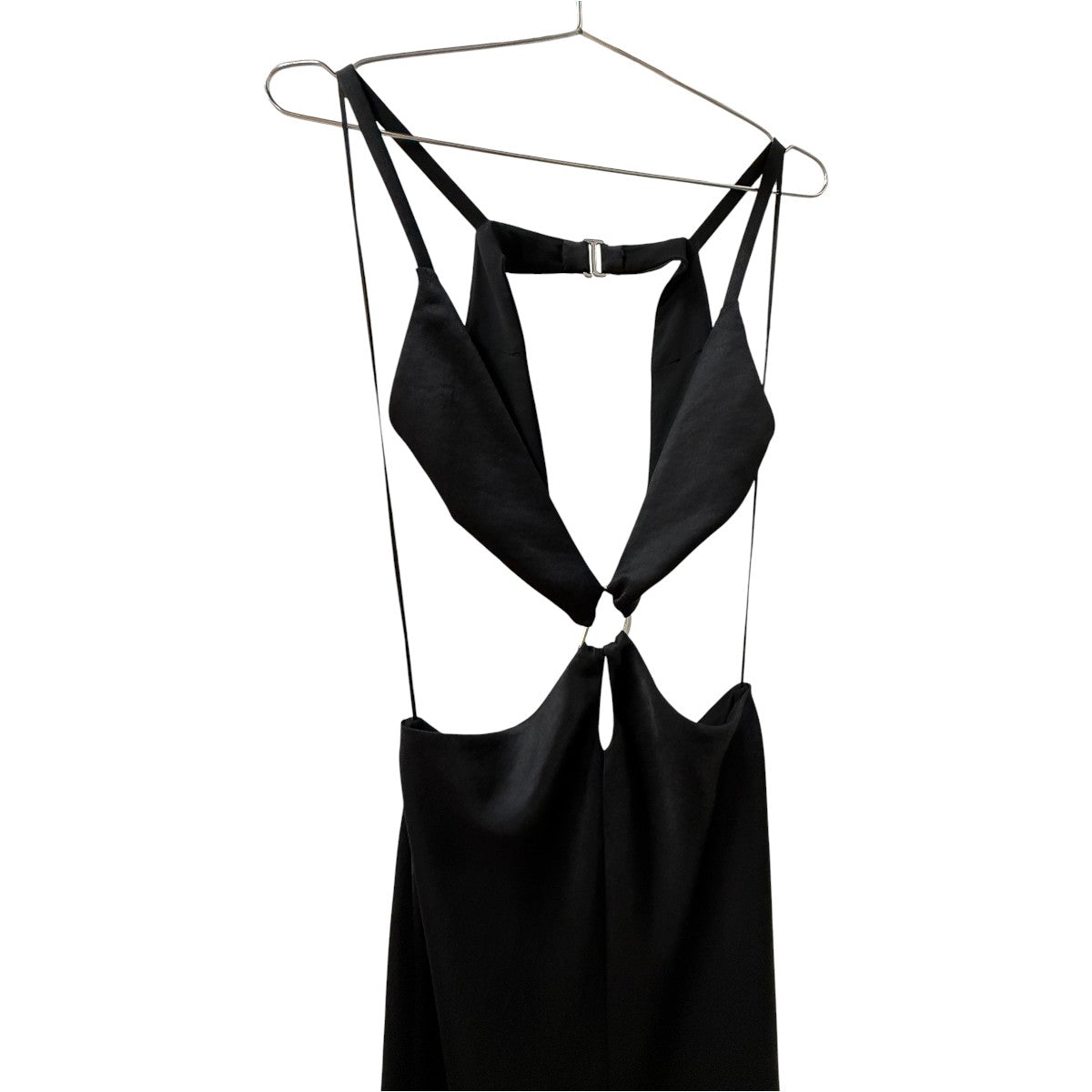 Bec + Bridges Black Satin Cut-Out Ring Accent Felix V-Neck Maxi Dress