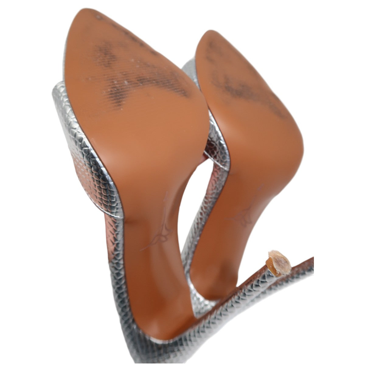 Cult of Coquette Silver Vegan Reptile Pattern 120 Heeled Mules