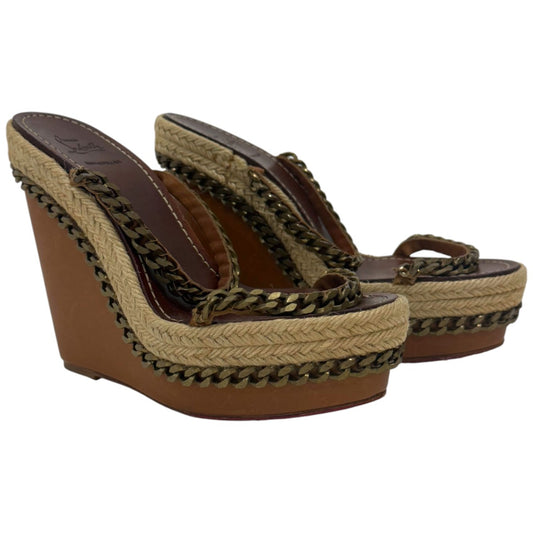 Christian Louboutin Brown Leather Espadrille Macarena 120 Wedges